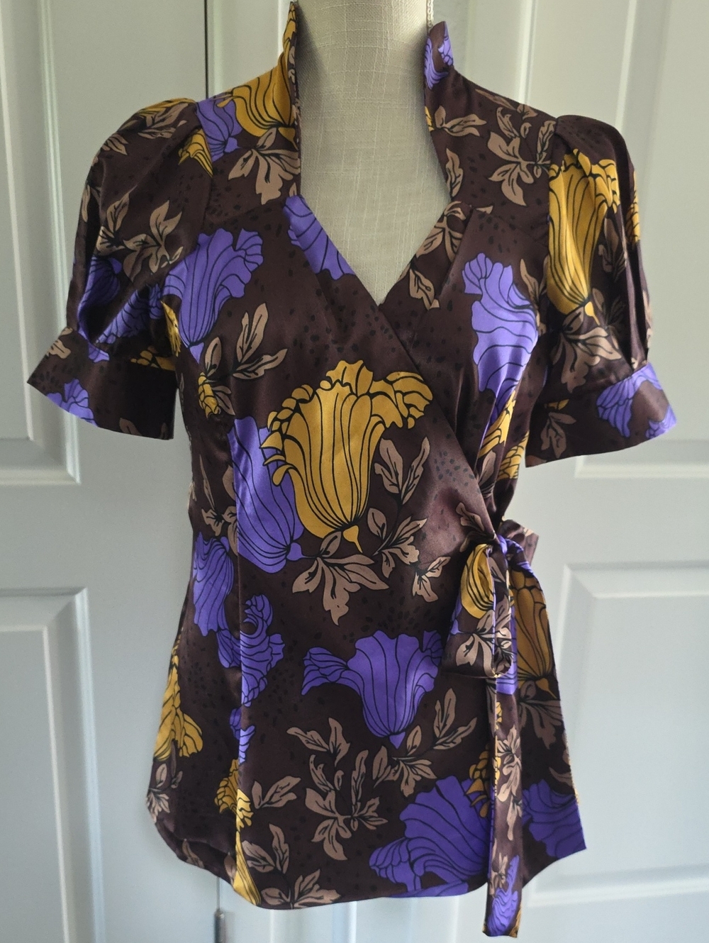 BCBGMaxAzria Satin Weap Blouse